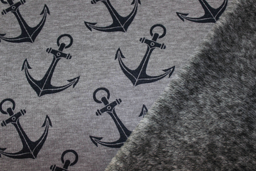 Preview: Alpenfleece/-sweat Anker grau meliert (10 cm)